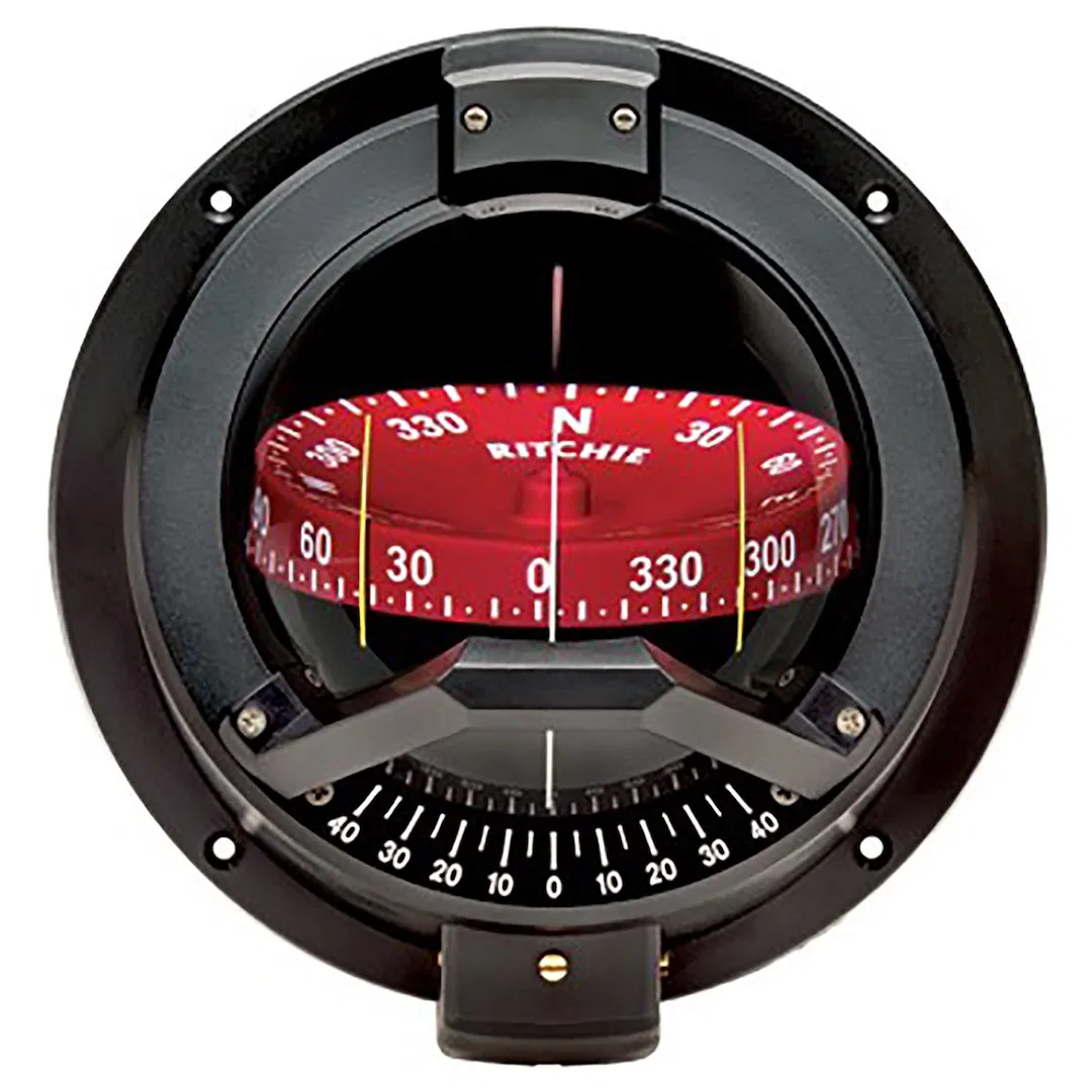 BN-202 – RITCHIE NAVI Compass, Black 12 Volt Amber LED Bulkhead Mount 4-1/2 Inch CombiDial Fiberglass Reinforced Bowl...